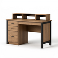 Bureau 120 x 60 x 110 cm en panneaux aspect noyer avec rangement style industriel