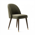 Chaise de salle à manger 52 x 61 x 84 cm en tissu vert olive avec pieds en bois style contemporain