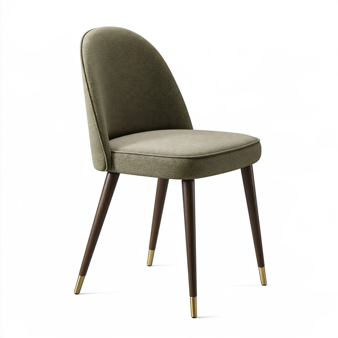 Chaise de salle à manger 50 x 60 x 85 cm tissu vert pieds en bois style contemporain