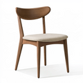 Chaise de salle à manger 52 x 55 x 78 cm en bois brun avec assise rembourrée beige style contemporain