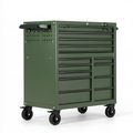 Servante d'atelier 80 x 45 x 100 cm en acier vert foncé à 12 tiroirs mobile