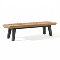 Banc 120 cm en bois naturel et métal noir assise ajourée style industriel