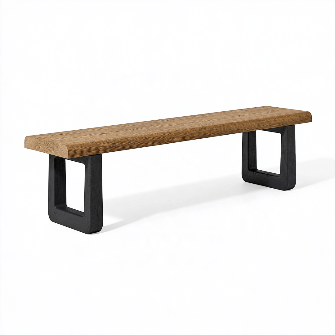 Banc 160 x 35 x 45 cm en bois marron et noir style industriel